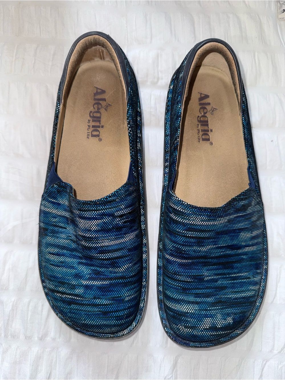 Alegria Women's Teal & Navy Slip-On Comfort Clogs DEB Size 39 US 9 !